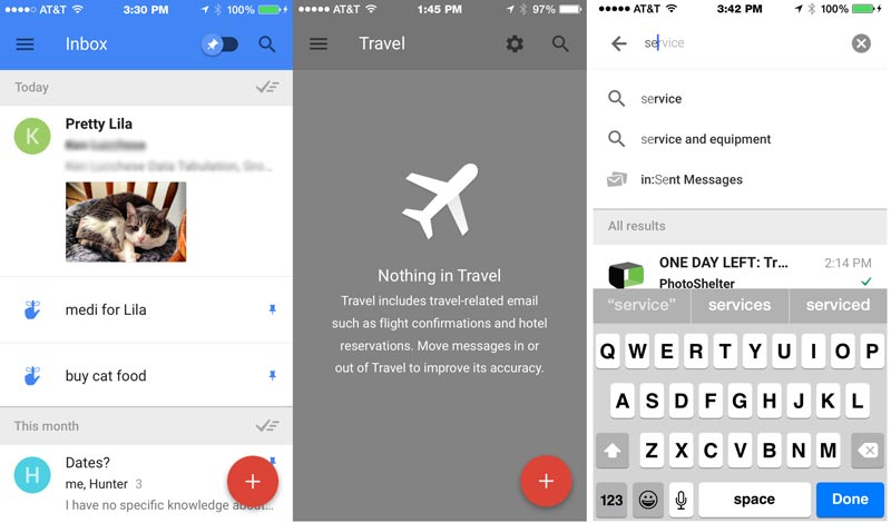 امکان انتخاب حساب کاربری پس از ورود به inbox